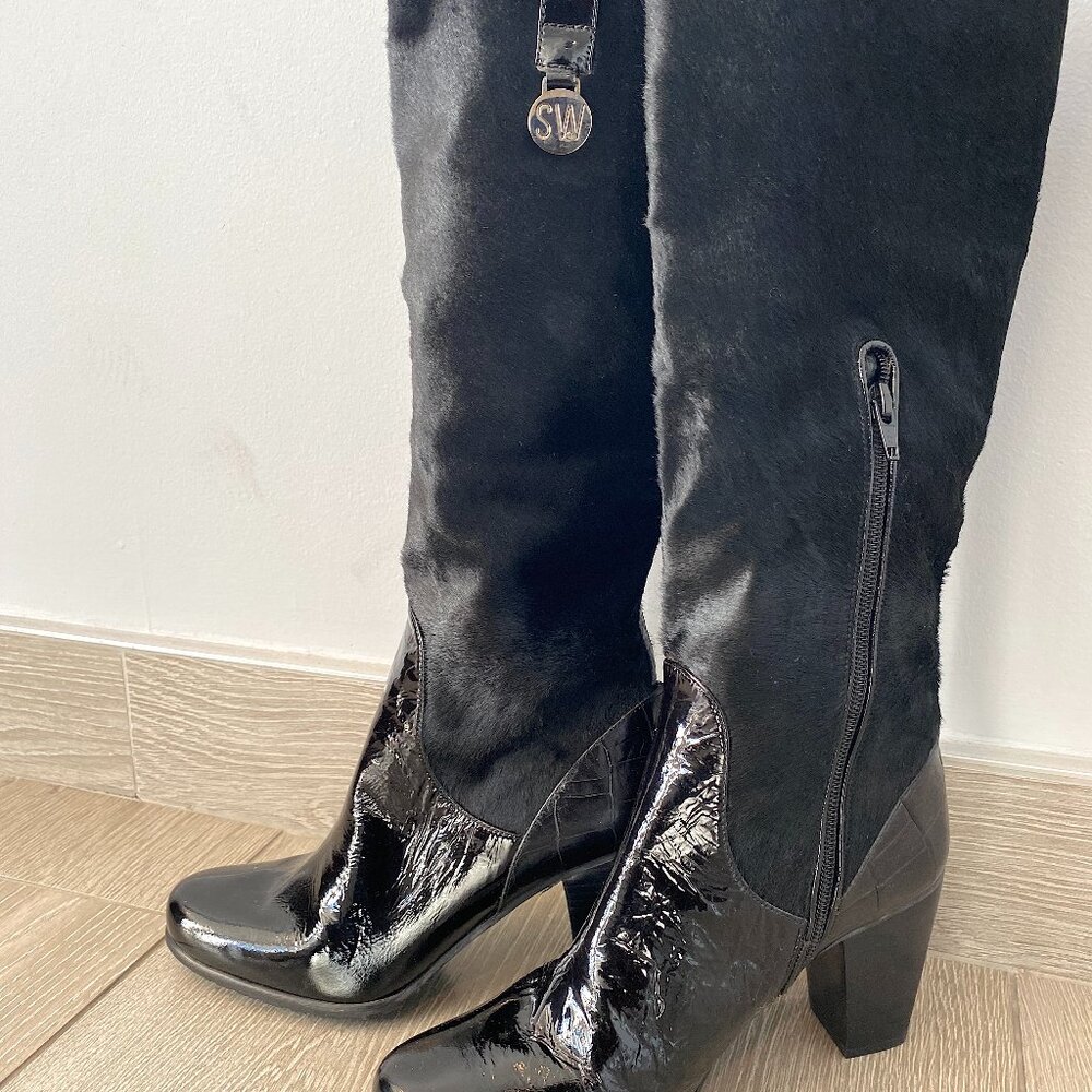 Stuart Weitzman Black Pony Hair Boots
